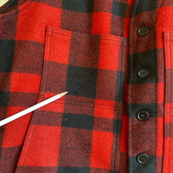 Mens Filson 100% wool Mackinaw red and black vest Size XL - Picture 6 of 11